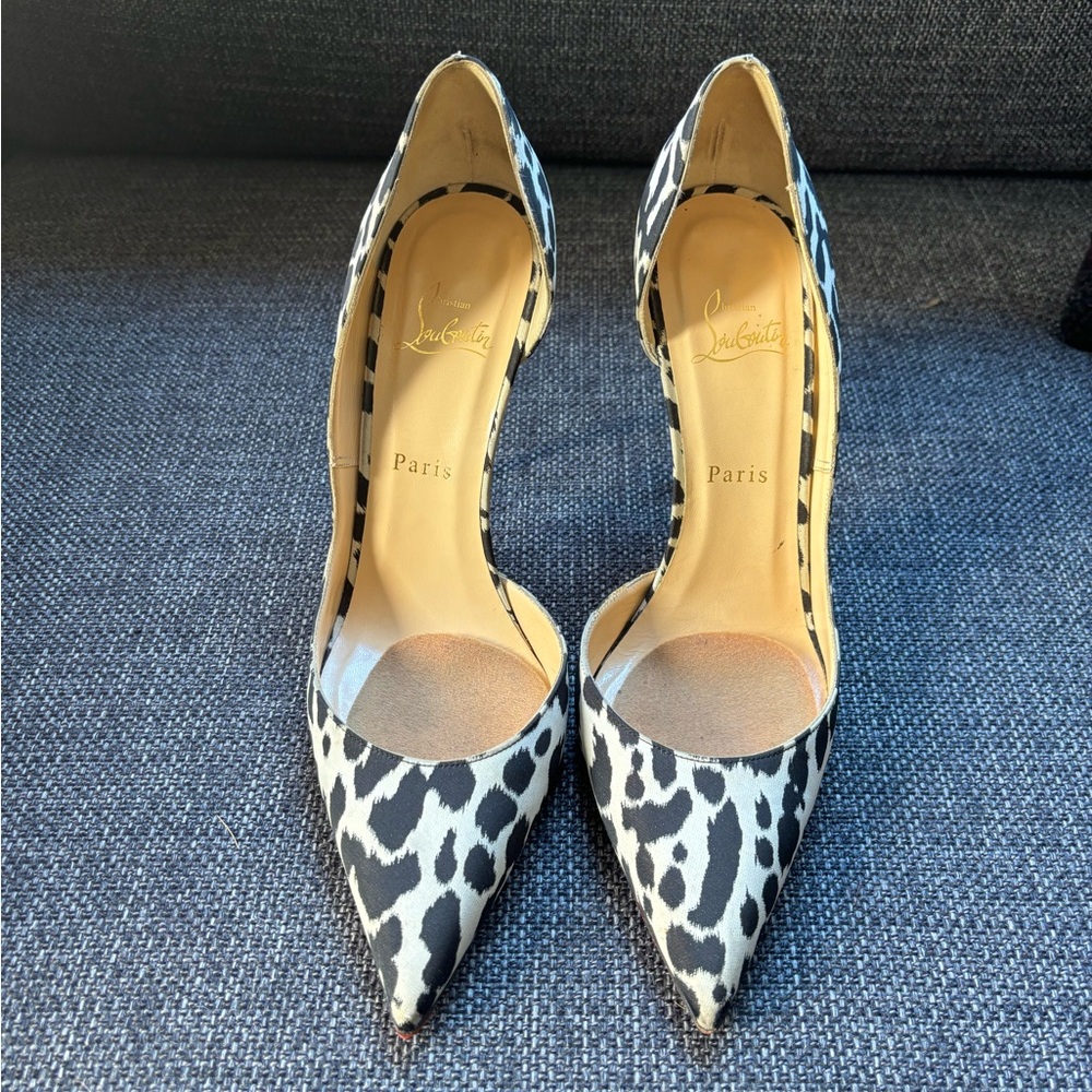 Christian Louboutin Iriza Leopard Print Satin Pumps